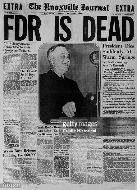 Newspaper Headline Announcing FDR's Death