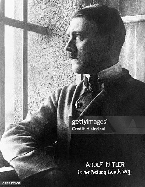 Adolf Hitler looks out a window in Landsberg am Lech prison in 1924.