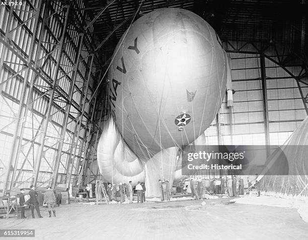 Italian Kite balloon in hangar at NAS Pensacola, FL. March 19, 1920