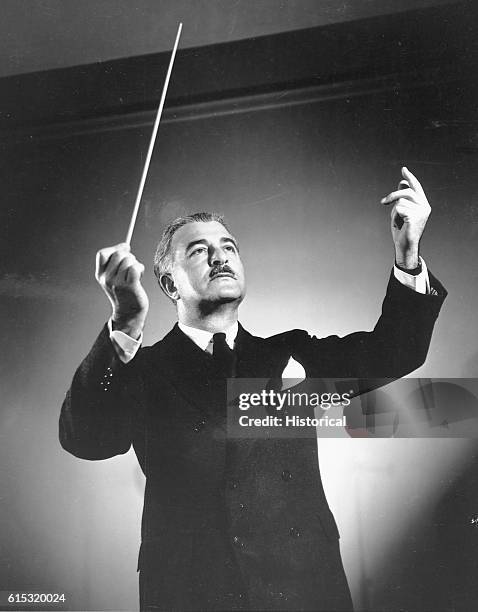 Portrait of Arthur Fiedler, the conductor of the Boston Pops Orchestra.