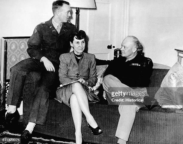 General Dwight D. Eisenhower with his son and daughter-in-law visit a castle in Scotland.