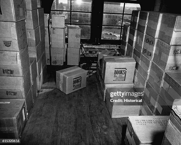 The sixth floor of the Texas School Book Depository, Dallas Texas. Included as an exhibit for the Warren Commission. Ca. November, 1963.