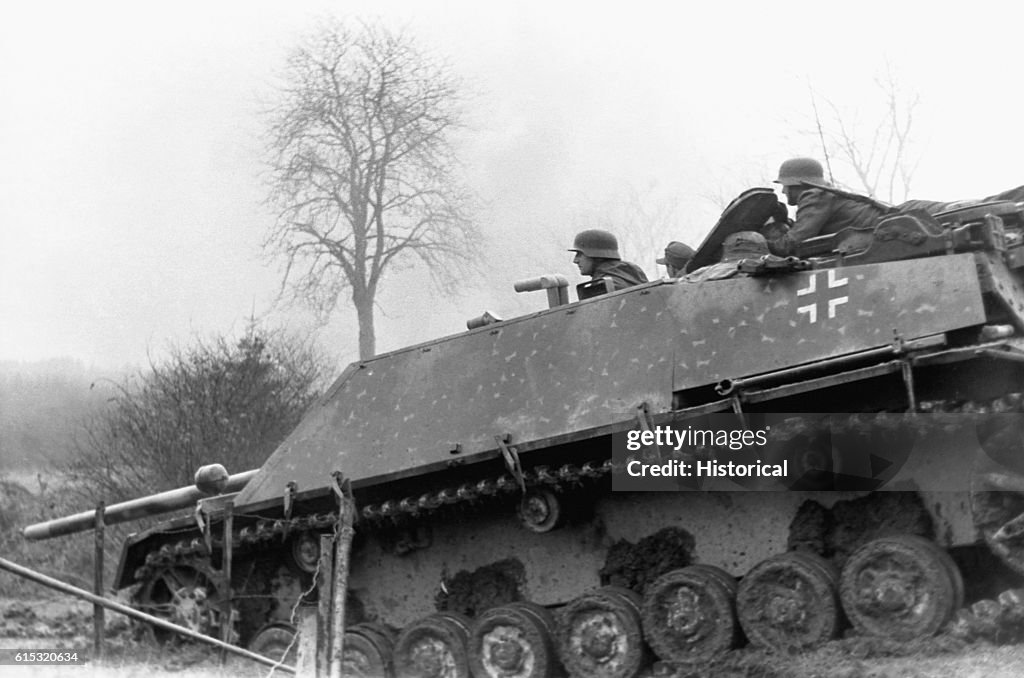 German Soldiers Riding on a Tank Destroyer