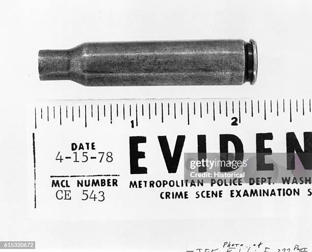 Cartridge case found on 6th floor of the Texas School Book Depository after the assassination of President John F. Kennedy. Included as an exhibit...