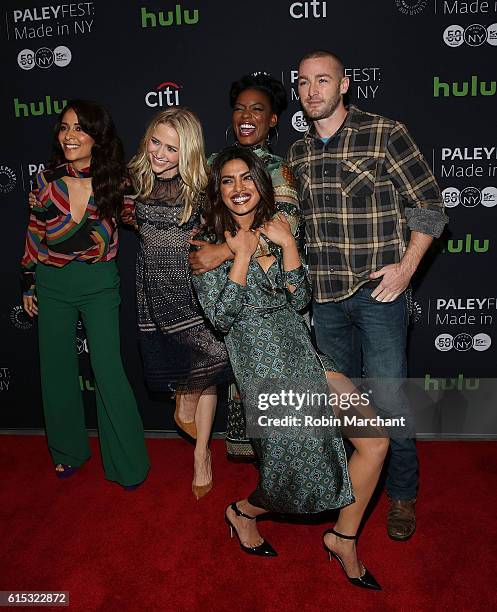 Actors Yasmine al Massri, Johanna Braddy, Aunjanue Ellis, Priyanka Chopra and Jake McLaughlin attendsPaleyFest New York 2016 "Quantico" at The Paley...