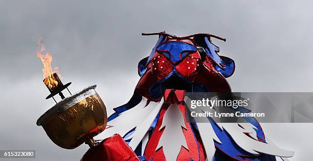 Team GB lion is prepared before leading the floats during a Rio 2016 Victory Parade for the British Olympic and Paralympic teams on October 17, 2016...