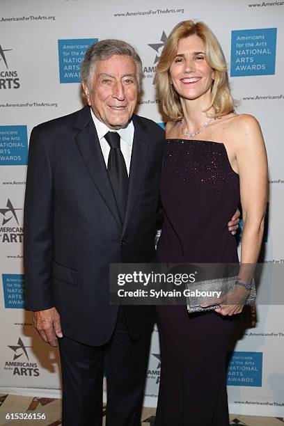 Tony Bennett and Susan Bennett attend Americans for the Arts Celebrates the 56th Annual 2017 National Arts Awards at Cipriani 42nd Street on October...