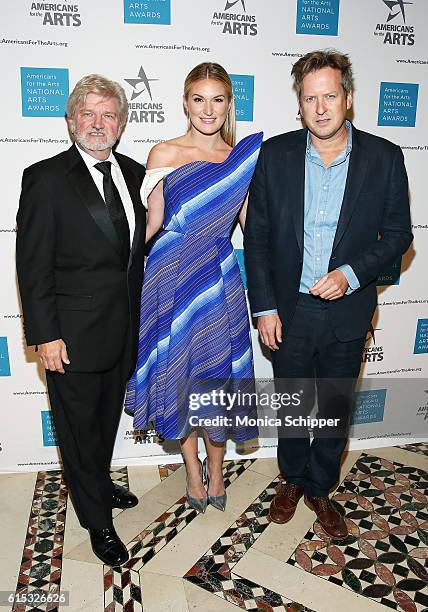 Robert L. Lynch, President and CEO, Americans for the Arts, Sarah Arison, President, Arison Arts Foundation, and Doug Aitken attend the 2016 National...