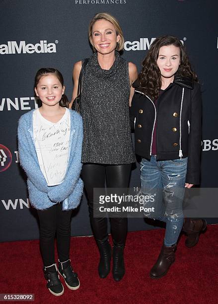 Annalise Mcintosh, Amy Robach and Ava Mcintosh attend "Great Performances: Hamilton's America" at United Palace Theater on October 17, 2016 in New...
