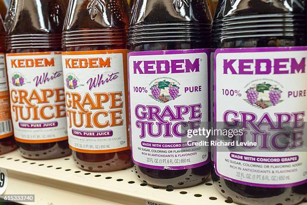 Bottles of Kedem brand kosher grape juice in a supermarket in New York on Tuesday, March 22, 2016. Kosher food manufacturer Manischewitz is...