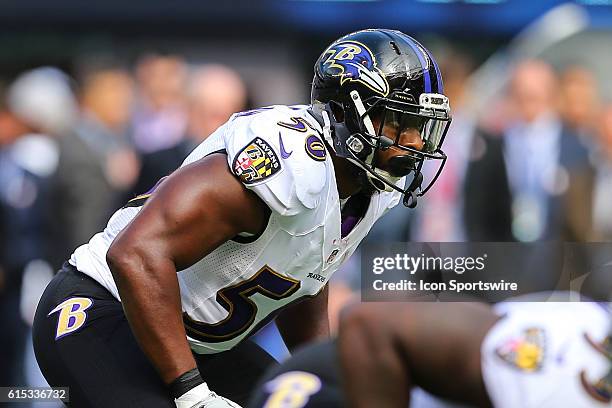 Baltimore Ravens outside linebacker Albert McClellan during the game between the New York Giants and the Baltimore Ravens played at Met Life Stadium...