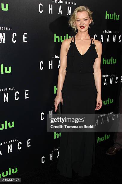 Gretchen Mol attends the premiere of Hulu's "Chance" held at Harmony Gold Theatre on October 17, 2016 in Los Angeles, California.