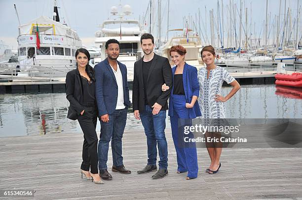 Nazneen Contractor, Brandon Jay McLaren, Luke Roberts, Sarah Greene and Emma de Caunes attend the Ransom photocall during MIPCOM 2016 at Palais des...