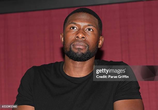 Actor Trevante Rhodes attends "Moonlight" Atlanta screening at Regal Cinemas Atlantic Station Stadium 16 on October 17, 2016 in Atlanta, Georgia.