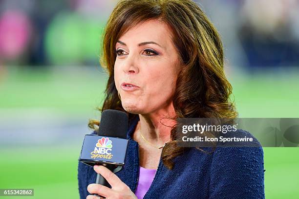 Sports sideline reporter Michelle Tafoya during the NFL game between the Indianapolis Colts and Houston Texans at NRG Stadium, Houston, Texas.