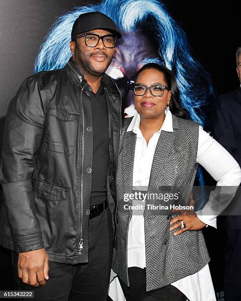 Tyler Perry and Oprah Winfrey attend the premiere of 'Boo! A Madea Halloween' at ArcLight Cinemas Cinerama Dome on October 17, 2016 in Hollywood,...