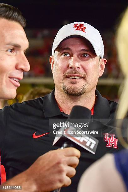 Houston Cougars head coach Tom Herman after the Tulsa Golden Hurricanes at Houston Cougars game at TDECU Stadium, Houston, Texas.