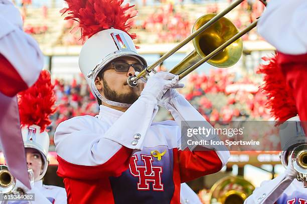 Houston Cougar band during the Tulsa Golden Hurricanes at Houston Cougars game at TDECU Stadium, Houston, Texas.