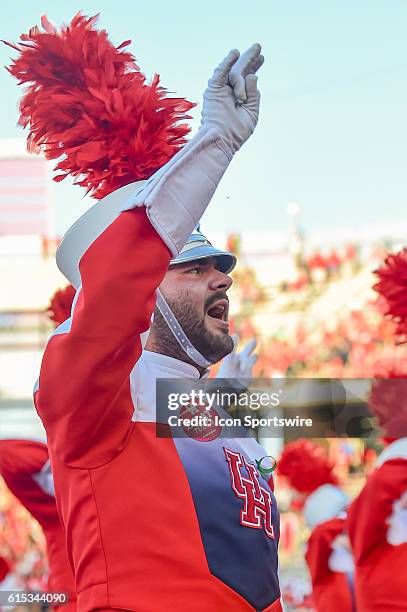 Houston Cougar band during the Tulsa Golden Hurricanes at Houston Cougars game at TDECU Stadium, Houston, Texas.