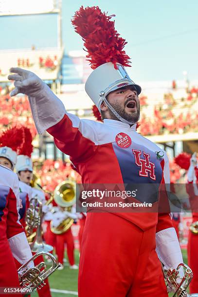 Houston Cougar band during the Tulsa Golden Hurricanes at Houston Cougars game at TDECU Stadium, Houston, Texas.