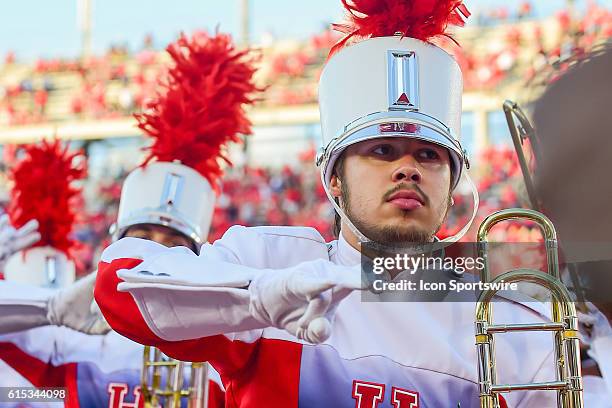 Houston Cougar band during the Tulsa Golden Hurricanes at Houston Cougars game at TDECU Stadium, Houston, Texas.