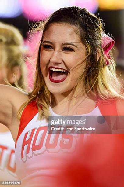 Houston Cougar cheerleaders during the Tulsa Golden Hurricanes at Houston Cougars game at TDECU Stadium, Houston, Texas.