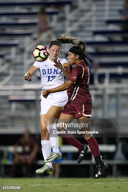 Duke's Ella Stevens and Boston College's Jade Ruiters . The Duke University Blue Devils hosted the Boston College Eagles at Koskinen Stadium in...