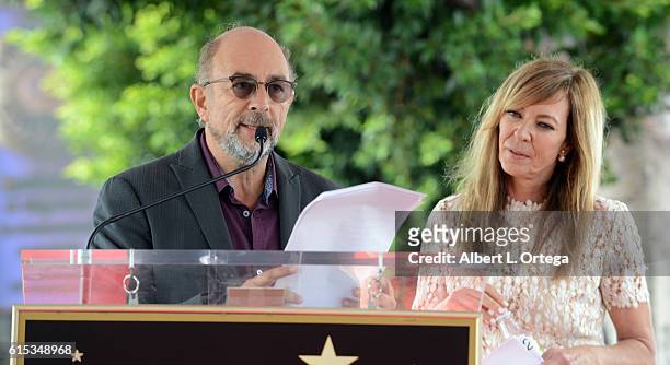 Actor Richard Schiff and actress Allison Janney at the Star ceremony held On The Hollywood Walk Of Fame on October 17, 2016 in Hollywood, California.