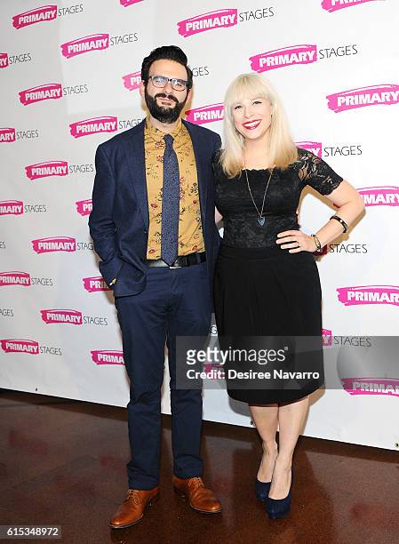 Actors Joe Iconis and Lauren Marcus attend Primary Stages 2016 Gala at 538 Park Avenue on October 17, 2016 in New York City.