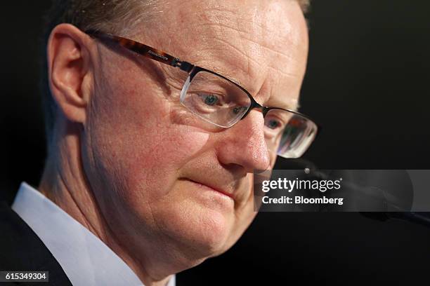 Philip Lowe, governor of the Reserve Bank of Australia , pauses during a speech at the Citigroup Inc. Annual Australian & New Zealand Investment...