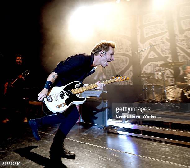 Musician Mike Dirnt of Green Day performs at the Hollywood Palladium on October 17, 2016 in Los Angeles, California.