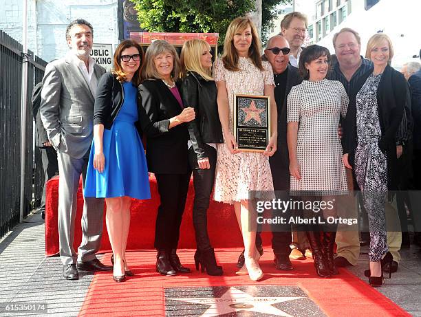 Actors Beth Hall; Anna Faris, Allison Janney, Mimi Kennedy and Jaime Pressly with crew of 'Mom' at the Star ceremony held On The Hollywood Walk Of...