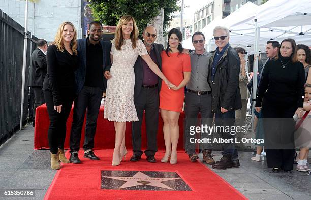 Actors Mary McCormack, Dule Hill, Allison Janney, Richard Schiff, Joshua Molina and Bradley Whitford of 'The West Wing' at the Star ceremony held On...