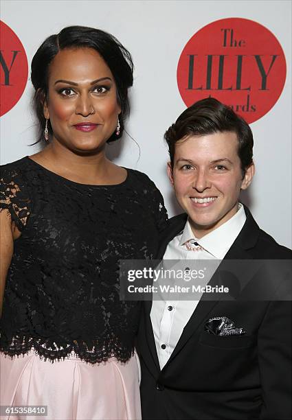 Aneesh Sheth and Jax Jackson attend The Lilly Awards Broadway Cabaret at the Cutting Room on October 17, 2016 in New York City.