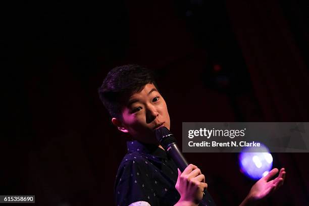 Comedian Irene Tu performs on stage during Seeso's Stand-Up Streaming Fest premiere held at The Slipper Room on October 17, 2016 in New York City.