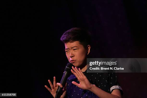 Comedian Irene Tu performs on stage during Seeso's Stand-Up Streaming Fest premiere held at The Slipper Room on October 17, 2016 in New York City.