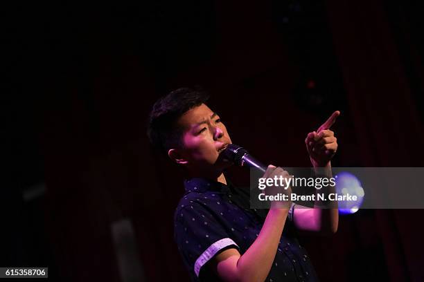 Comedian Irene Tu performs on stage during Seeso's Stand-Up Streaming Fest premiere held at The Slipper Room on October 17, 2016 in New York City.