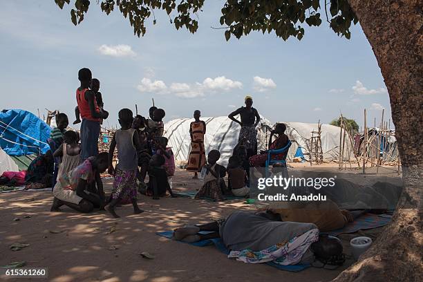 Refugees are seen at Gumbo IDP refugee camp in Gumbo village of Juba, South Sudan on October 18, 2016. Approximately 1200 refugees, mostly women and...