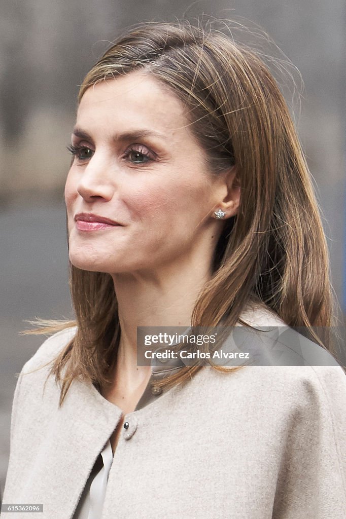 Queen Letizia Attends a Meeting at the CSME (Espana Mental Health Confederation)