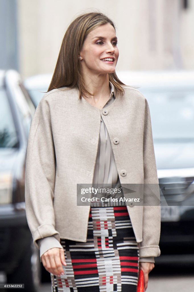 Queen Letizia Attends a Meeting at the CSME (Espana Mental Health Confederation)