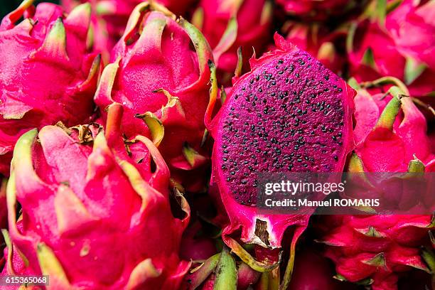 red-fleshed pitaya or dragon fruit - pitaya stock pictures, royalty-free photos & images