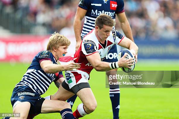 Blair Connor of Bordeaux and Graig Gilroy of Ulster during the Rugby Champions Cup match between Union Bordeaux Begles and Ulster on October 16, 2016...