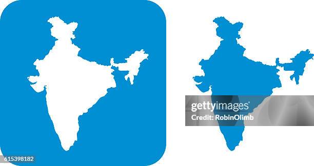 illustrations, cliparts, dessins animés et icônes de icône de bleu inde - india map outline