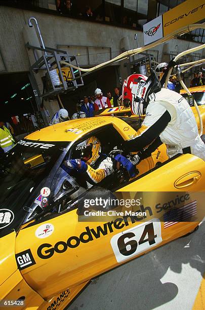 Pit stop for the Corvette Racing team of Pilgrim, Collins and Freon during the Le Mans 24 Hours Test Day held at the Circuit De La Sarthe, in France...