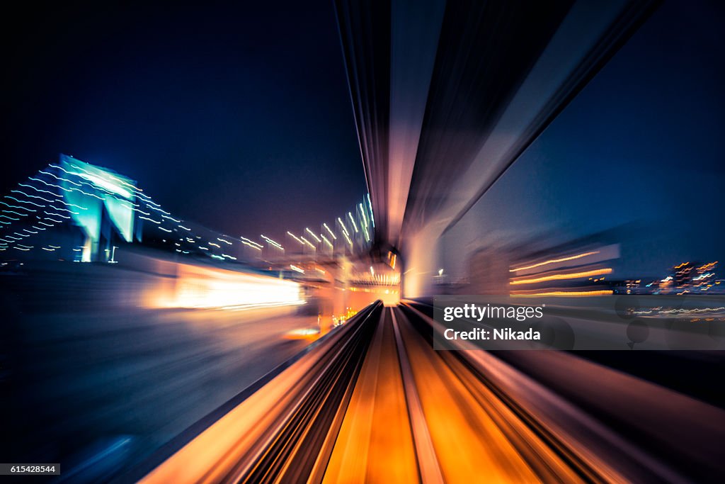 Abstract motion-blurred view from a moving train