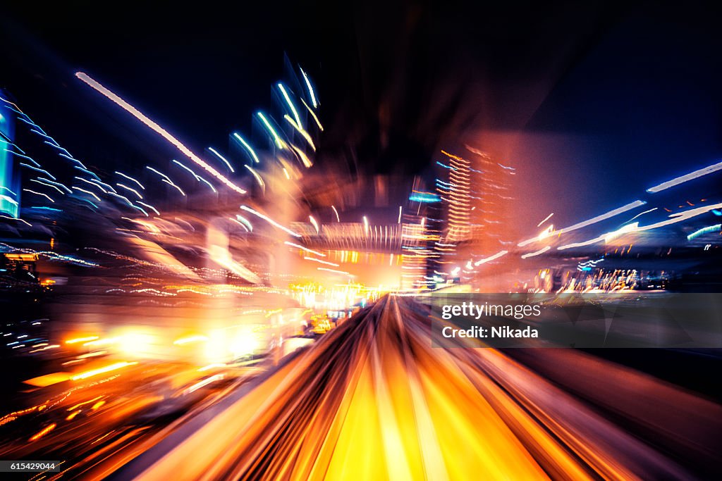 Abstract motion blurred city lights