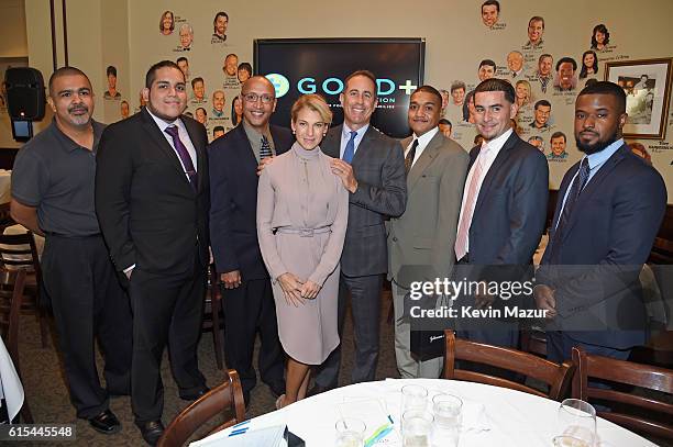 Founder and President of GOOD+ Foundation Jessica Seinfeld, Host Jerry Seinfeld and the Fatherhood Dads attend the New York Fatherhood Lunch to...