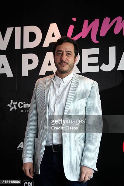 Andres Almeida poses during the presentation of the movie "La Vida Inmoral de la Pareja Ideal" on October 17 Mexico City, Mexico.