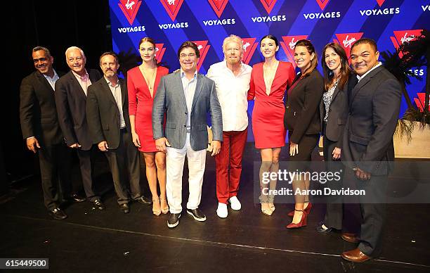 Sir Richard Branson and CEO of Virgin Cruises Tom McAlpin attend Press Conference at Faena Hotel on October 18, 2016 in Miami Beach, Florida.