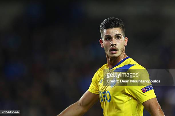 Andre Silva of FC Porto in action during the UEFA Champions League Group G match between Club Brugge KV and FC Porto at Jan Breydel Stadium on...